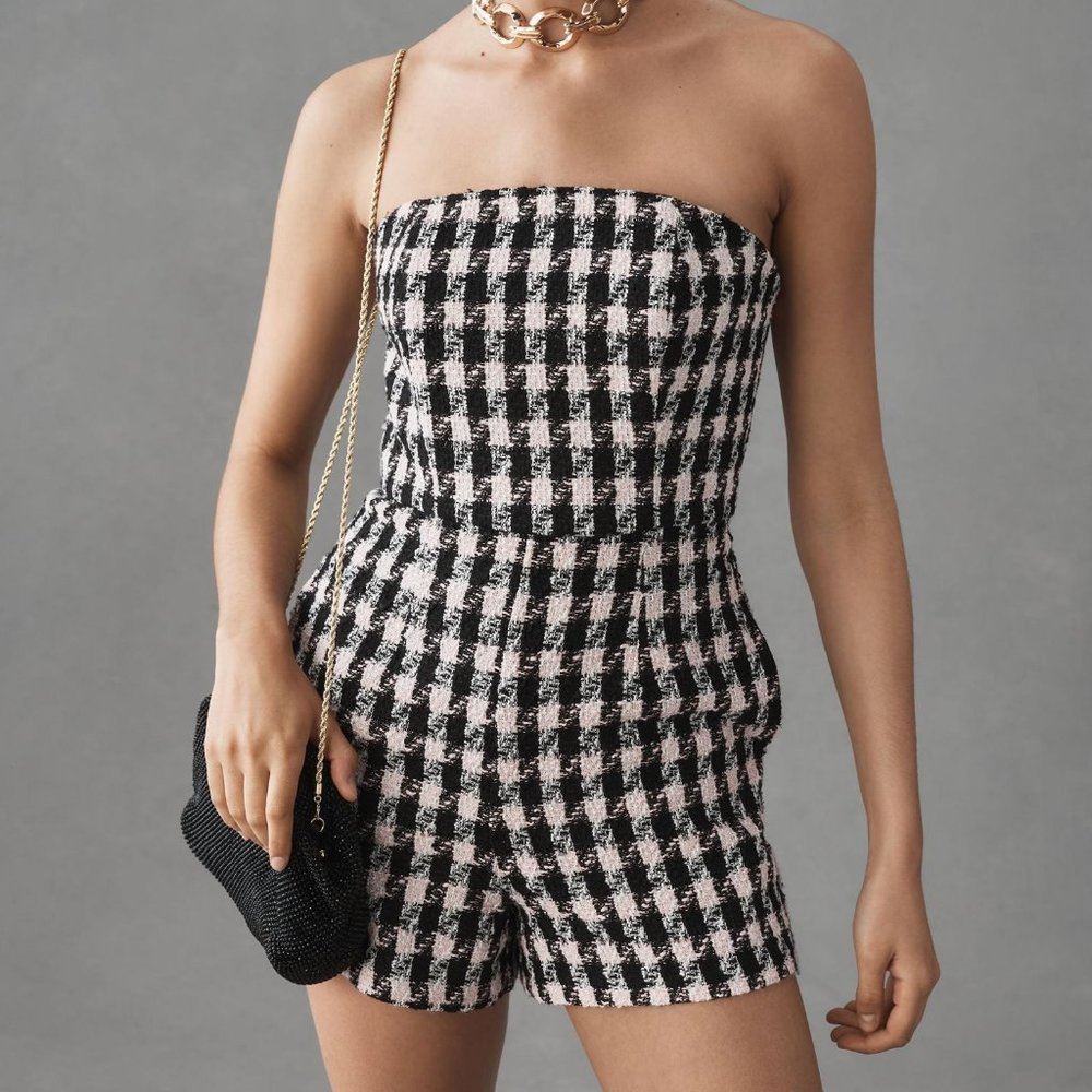 Hutch Strapless Tweed Shorts Romper